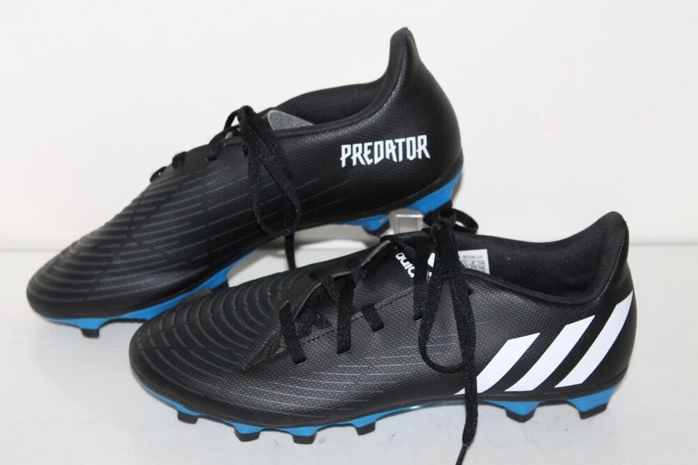 Adidas Predator Edge .4 FxG Soccer Cleats, GV9876, Black/Wht/Blue, Mens Size 7